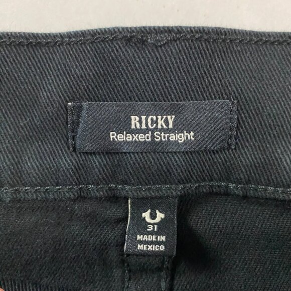 NWT True Religion Ricky Relaxed Straight Jean Shorts Men's 31 Measures 34 Black - Picture 9 of 15